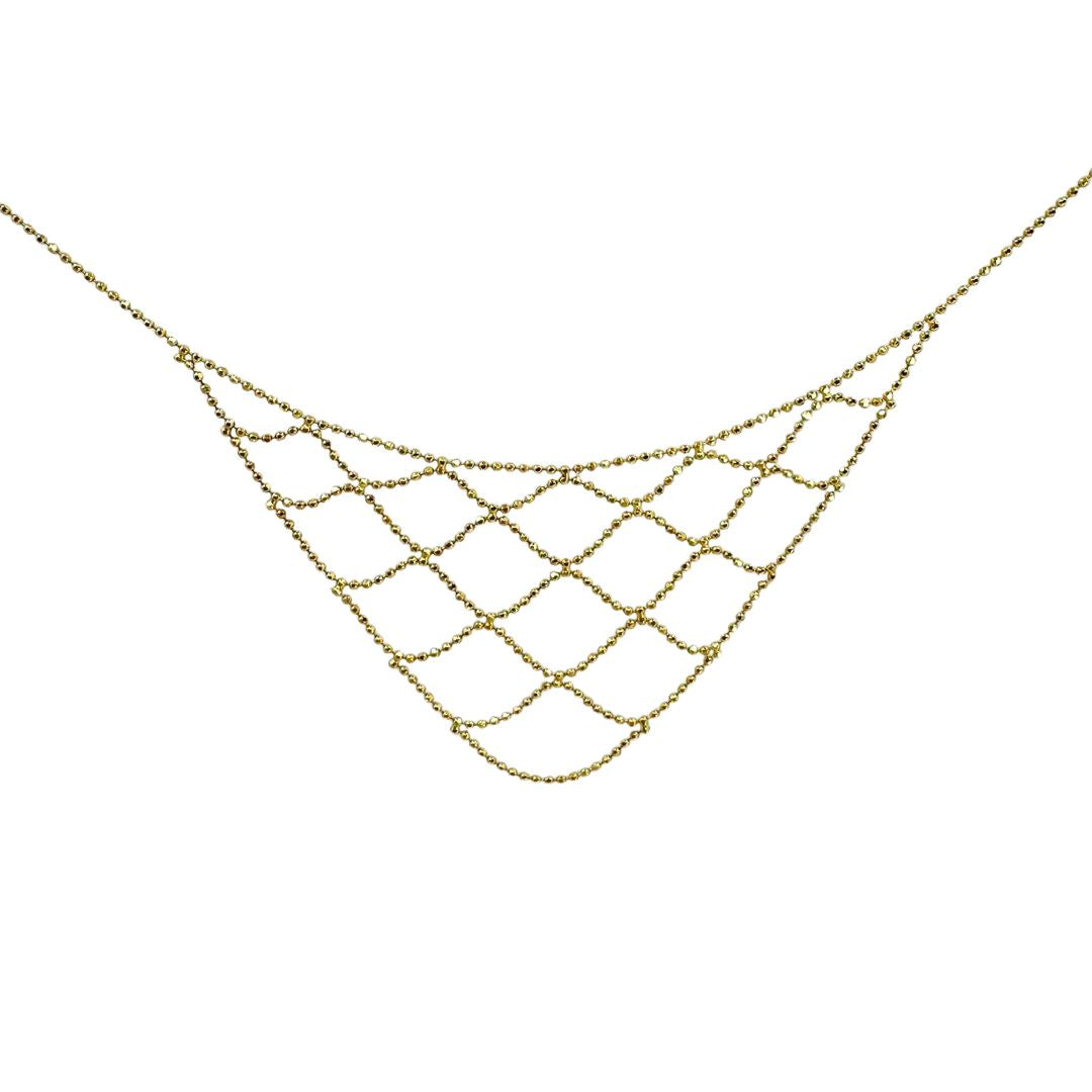 Gold Diamond Cut Bead Bib Necklace