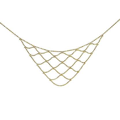 Gold Diamond Cut Bead Bib Necklace