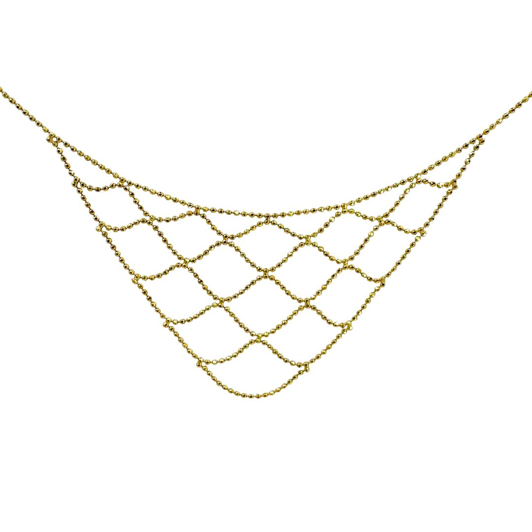 Gold Diamond Cut Bead Bib Necklace