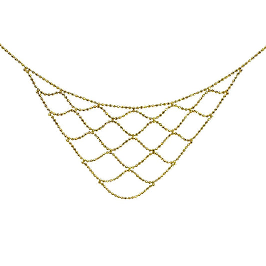 Gold Diamond Cut Bead Bib Necklace