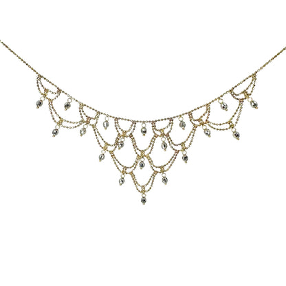 Two Tone Diamond Cut Bib Necklace