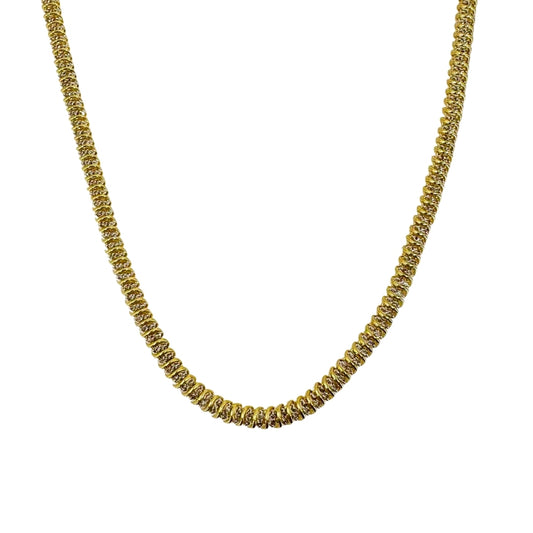 Yellow Gold S-Link Diamond Tennis Necklace