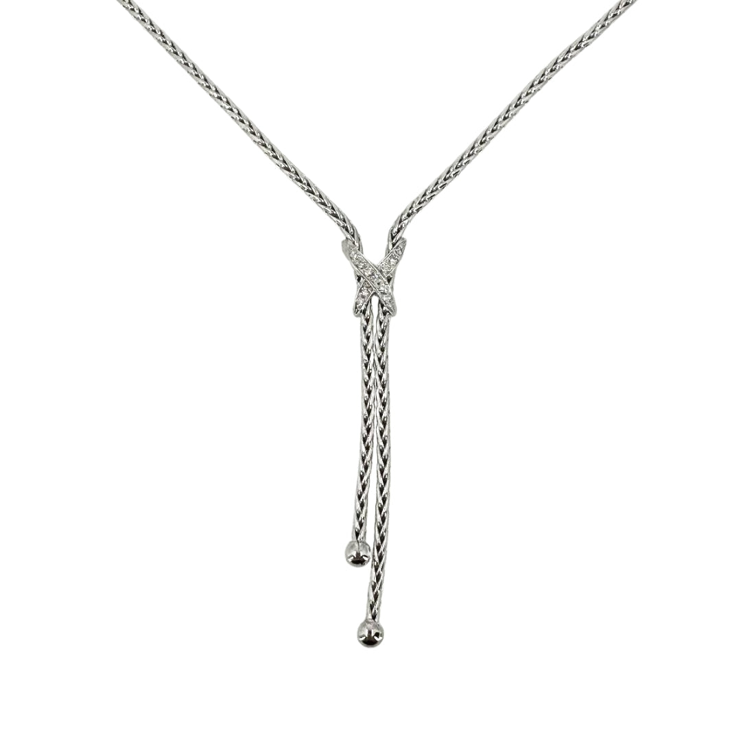 French Wheat Style X Lariat Necklace