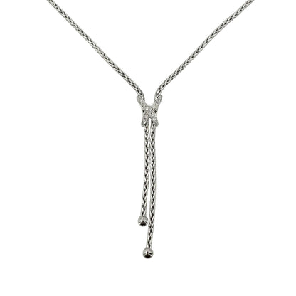 French Wheat Style X Lariat Necklace
