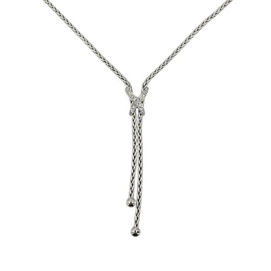 French Wheat Style X Lariat Necklace