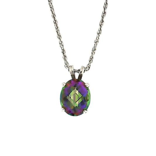 White Silver Mystic Topaz Pendant