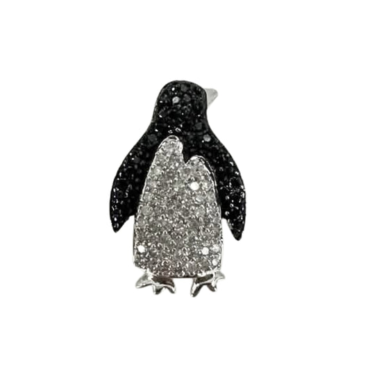 White Gold Black Diamond Penguin Pendant