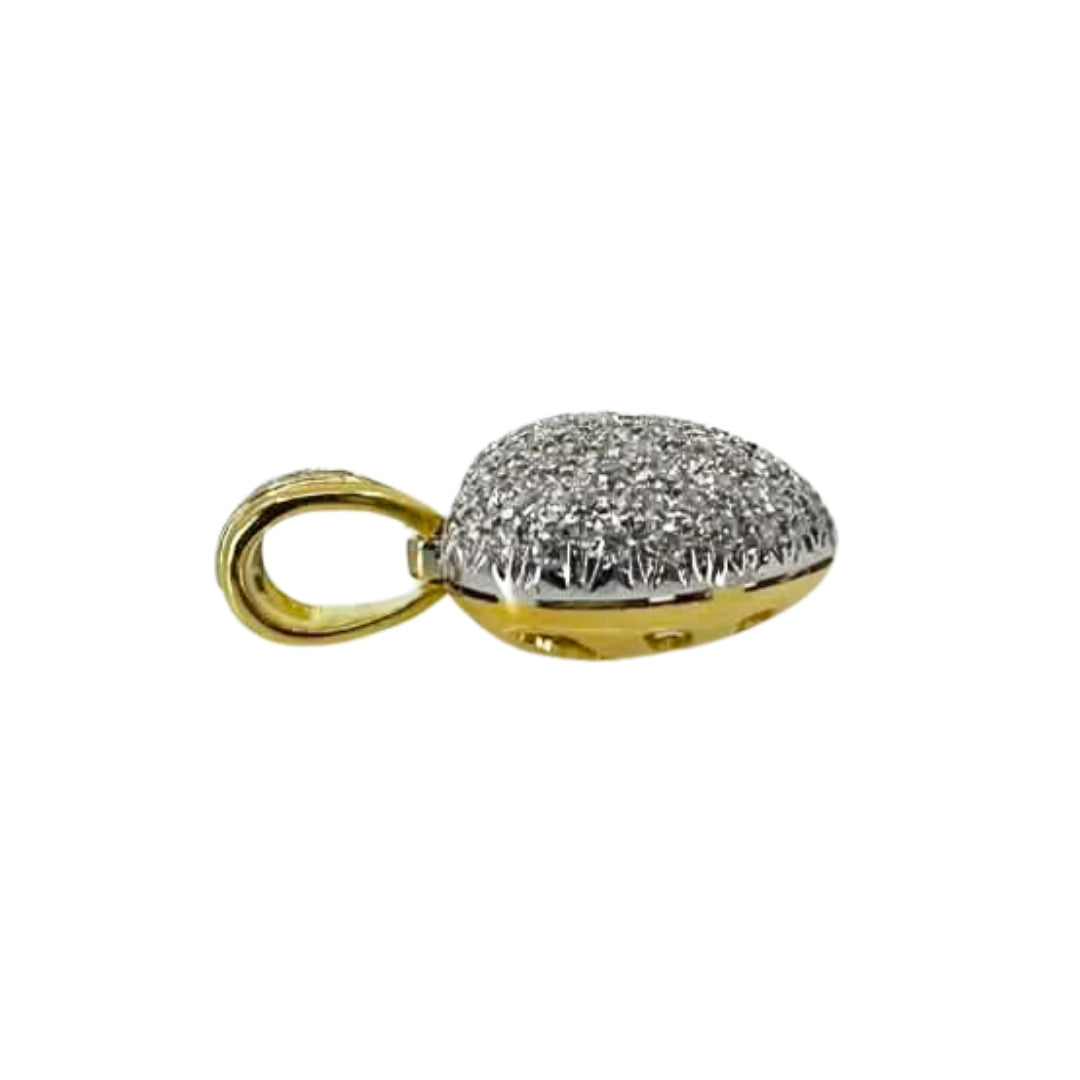 Two Tone Pave Diamond Heart Pendant