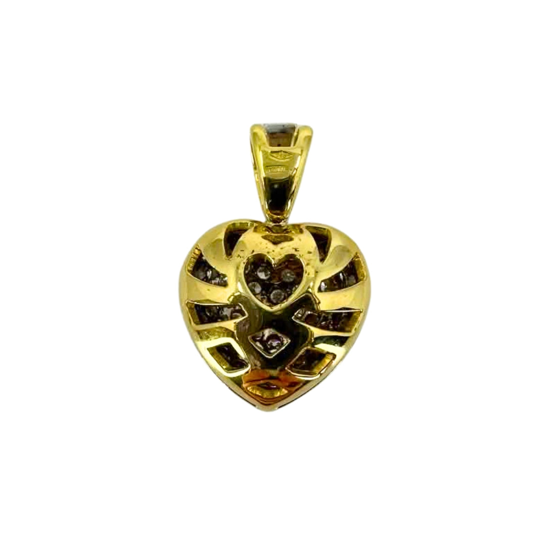 Two Tone Pave Diamond Heart Pendant