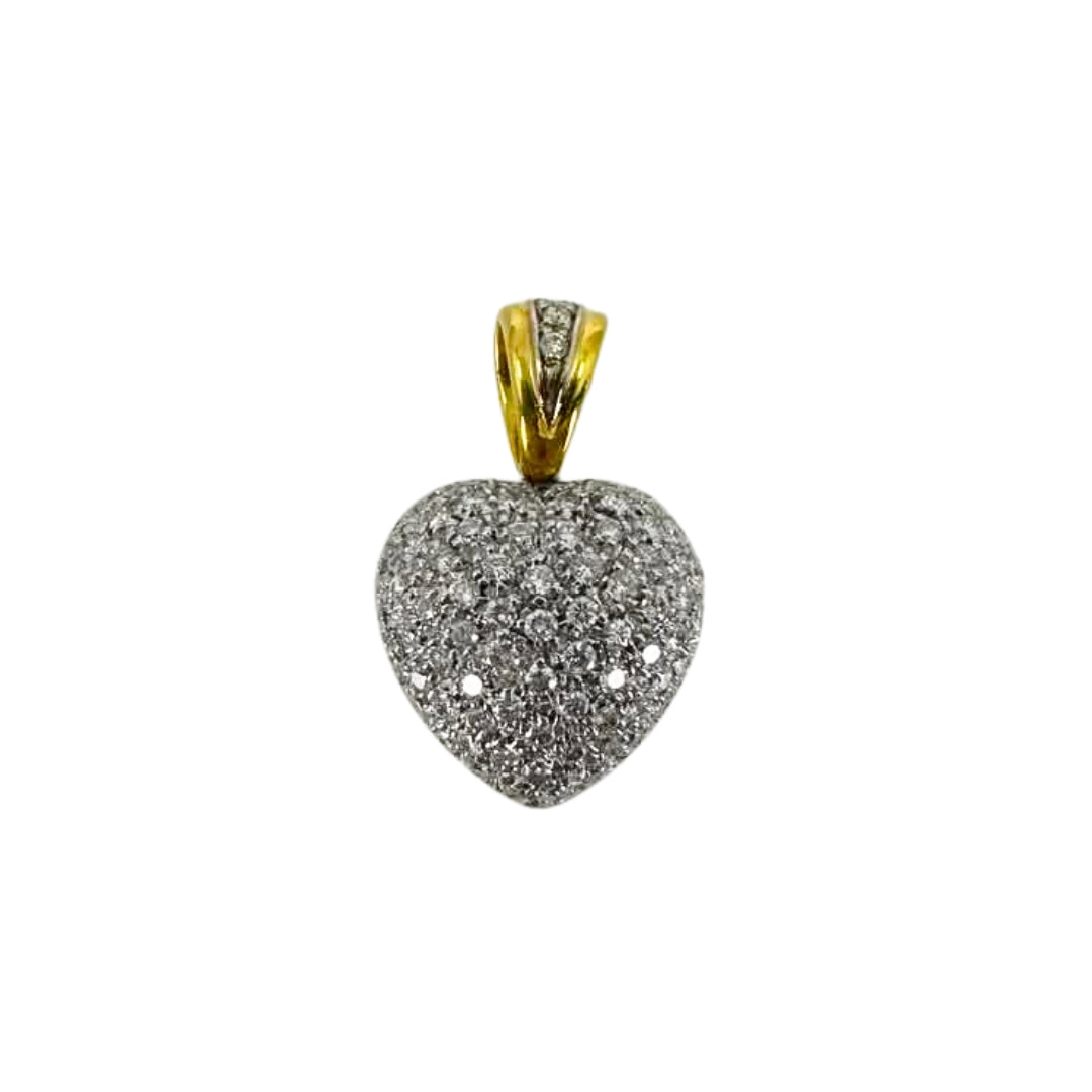 Two Tone Pave Diamond Heart Pendant