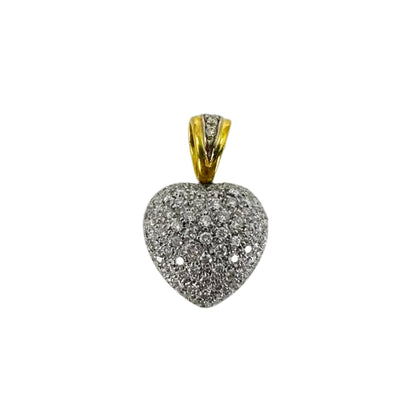 Two Tone Pave Diamond Heart Pendant
