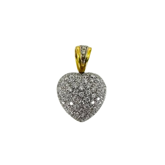Two Tone Pave Diamond Heart Pendant