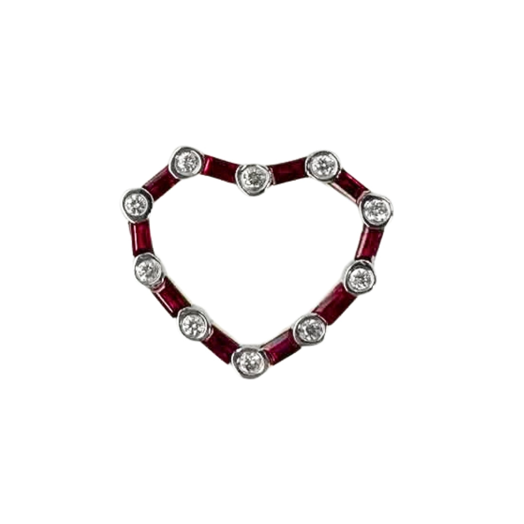 White Gold Baguette Ruby Slide Pendant