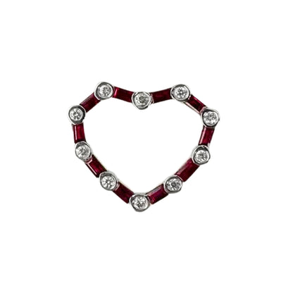 White Gold Baguette Ruby Slide Pendant