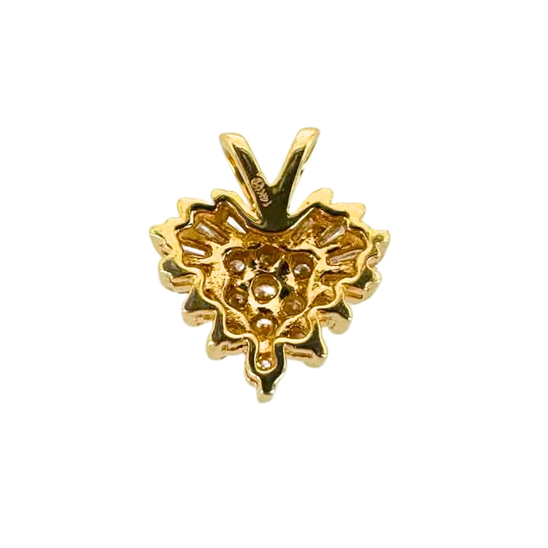 Yellow Gold Baguette Diamond Heart Pendant
