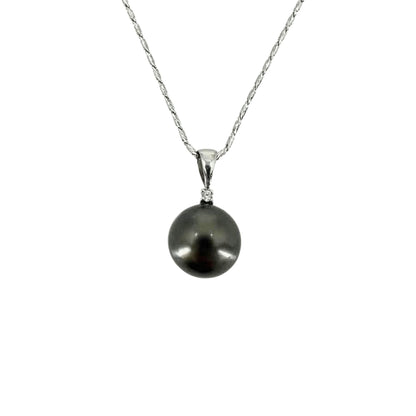 White Gold Black Tahitian Pearl Pendant