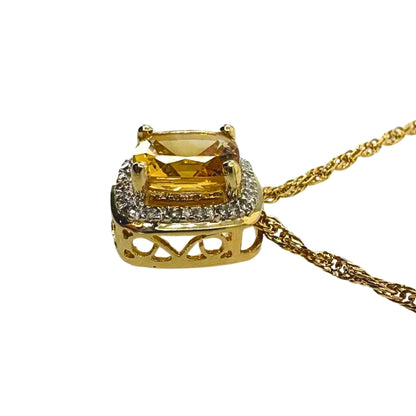 Gold Cushion Citrine Slide Pendant