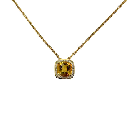 Gold Cushion Citrine Slide Pendant
