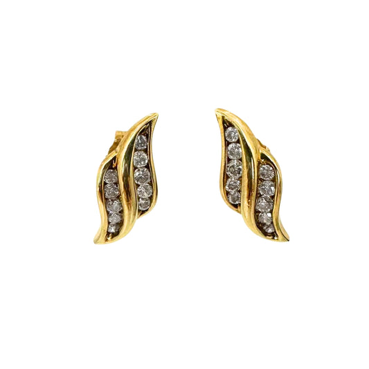 Yellow Gold Diamond Flame Shape Earrings