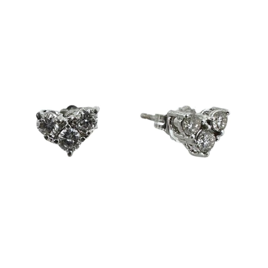 White Gold Heart Diamond Studs