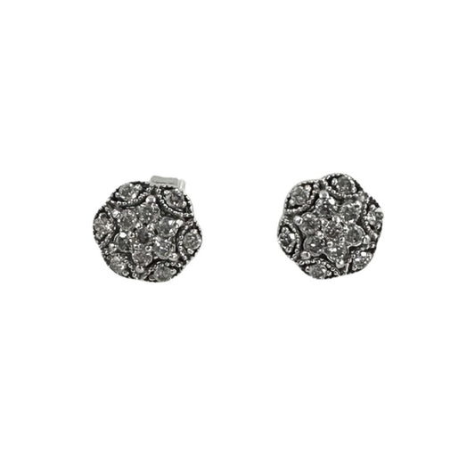 White Gold Star Cluster Diamond Earrings