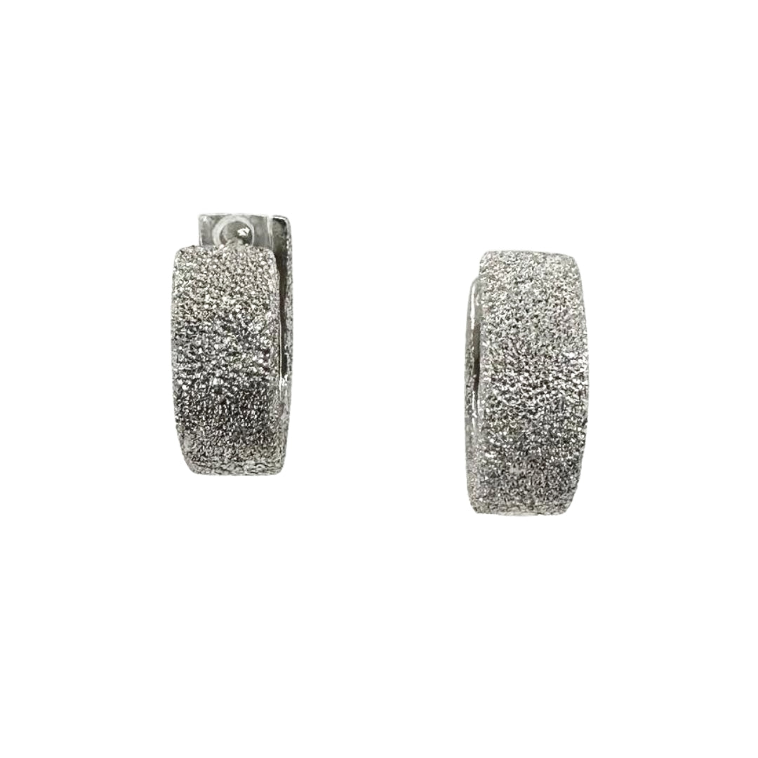 White Gold Laser Diamond Cut Hoop Earrings