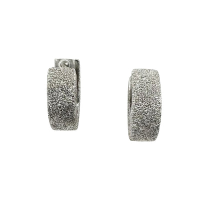 White Gold Laser Diamond Cut Hoop Earrings