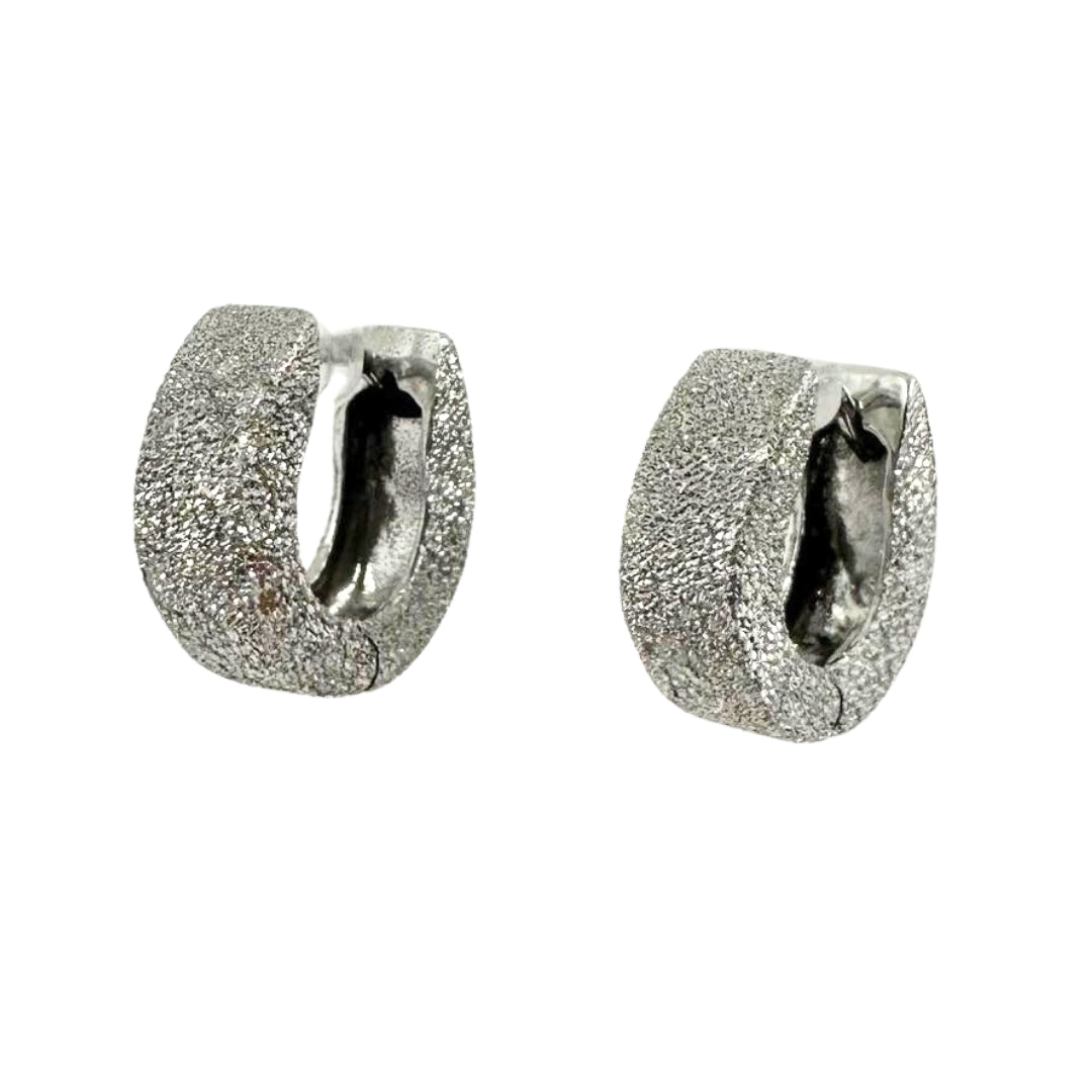 White Gold Laser Diamond Cut Hoop Earrings