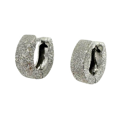 White Gold Laser Diamond Cut Hoop Earrings