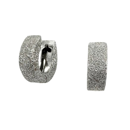 White Gold Laser Diamond Cut Hoop Earrings