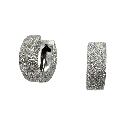 White Gold Laser Diamond Cut Hoop Earrings