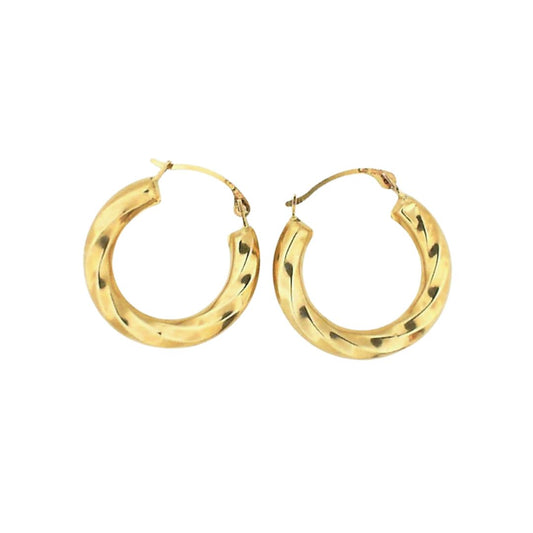 Yellow Gold Fluted Tube Hoops