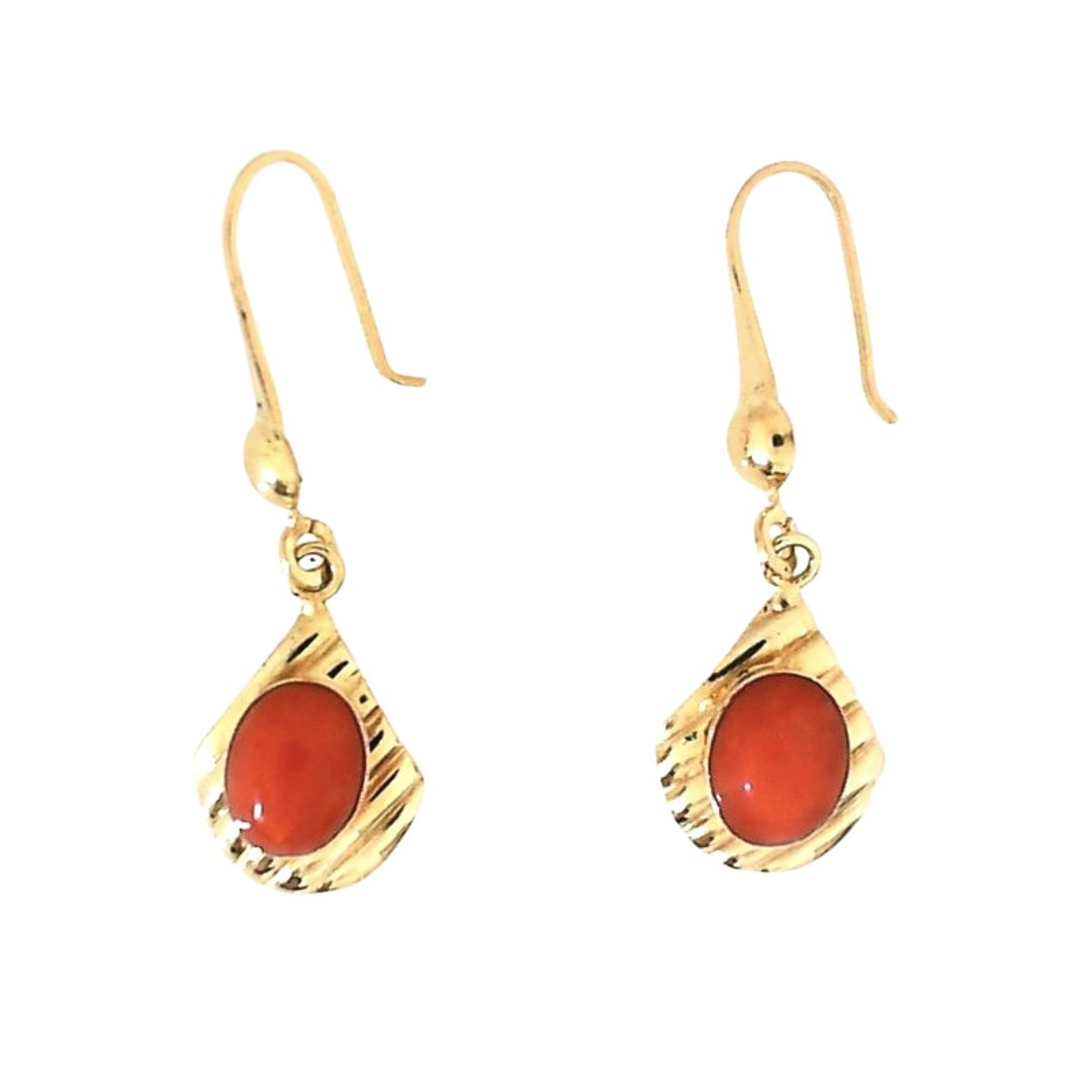 Yellow Gold Coral French Hook Earrings