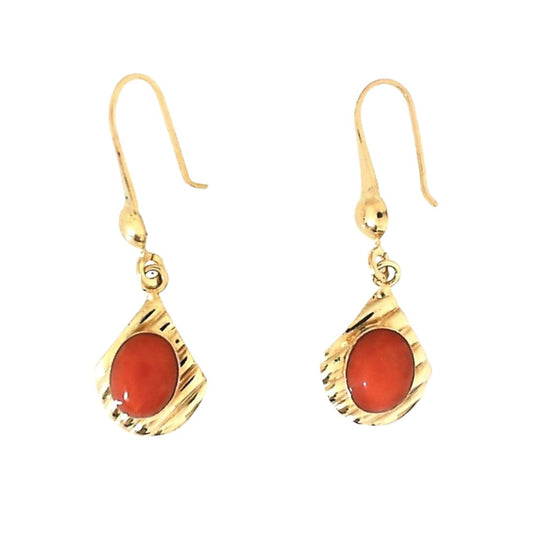 Yellow Gold Coral French Hook Earrings