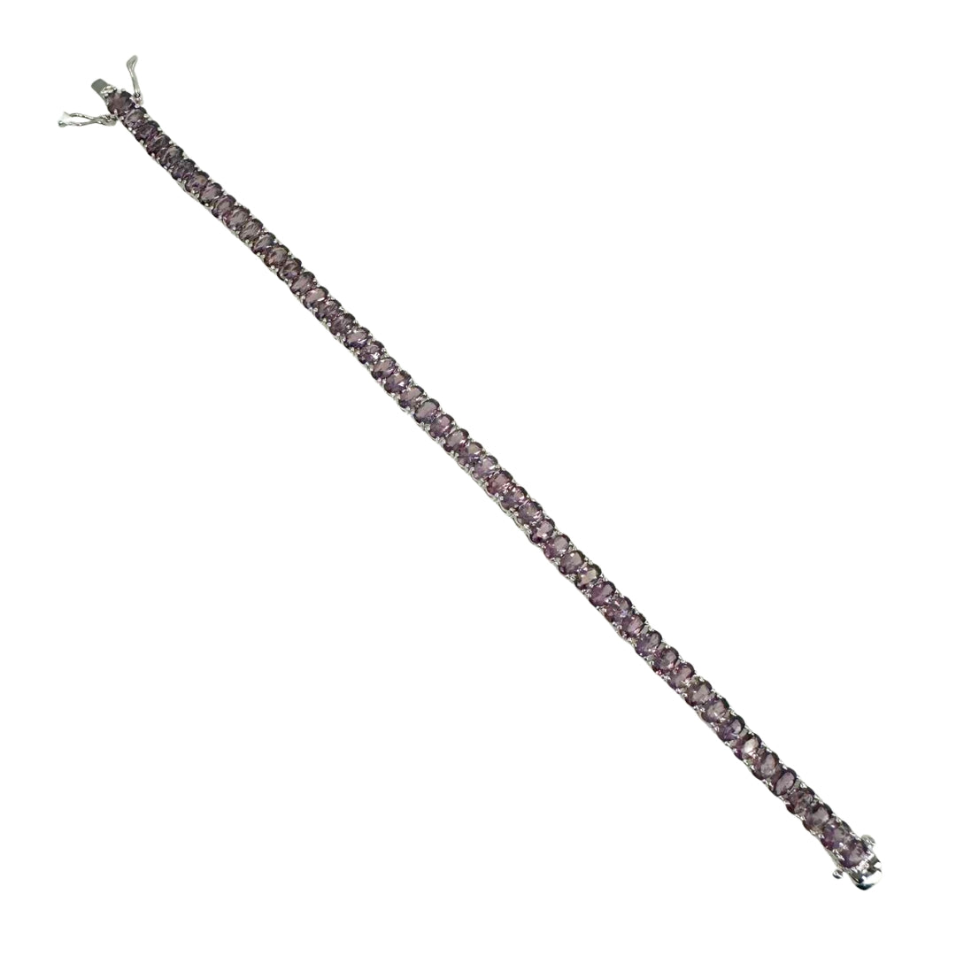White Sterling Silver Amethyst Link Bracelet