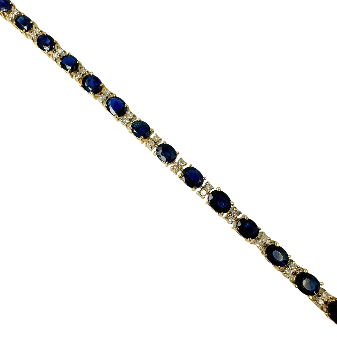 Yellow Gold Oval Sapphire Link Bracelet