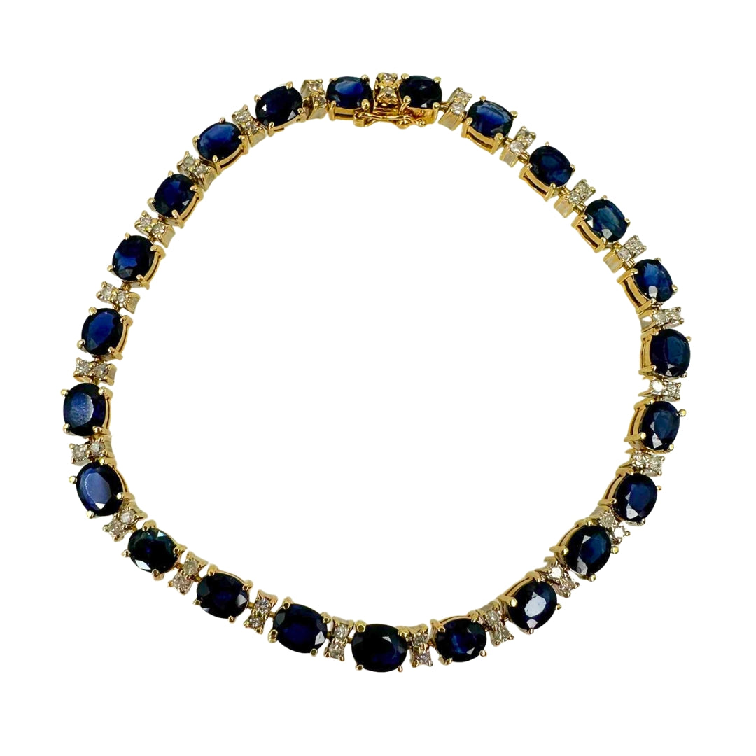 Yellow Gold Oval Sapphire Link Bracelet