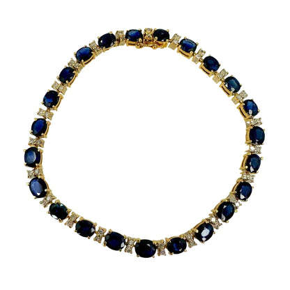 Yellow Gold Oval Sapphire Link Bracelet