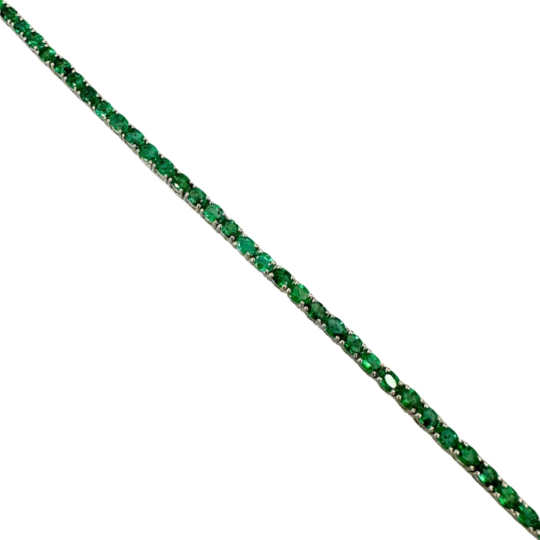 Sterling Silver Oval Emerald Bracelet