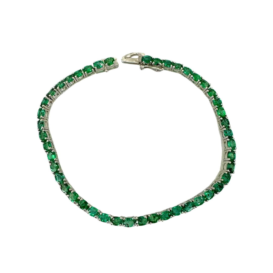 Sterling Silver Oval Emerald Bracelet