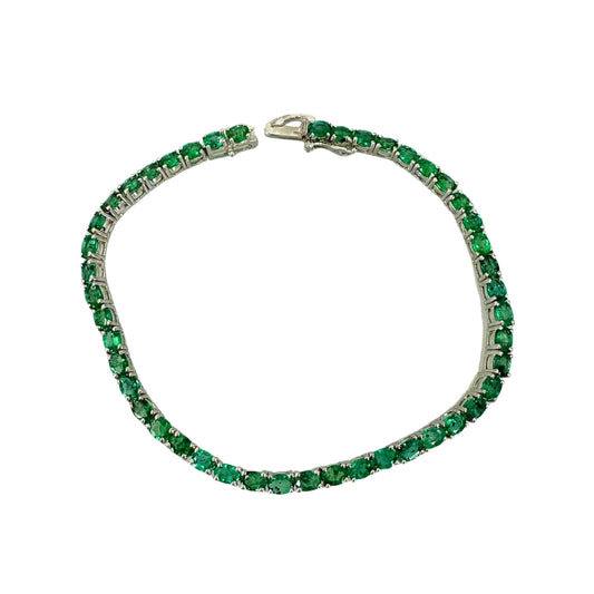 Sterling Silver Oval Emerald Bracelet
