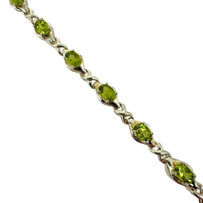 Silver Oval Peridot X Bracelet