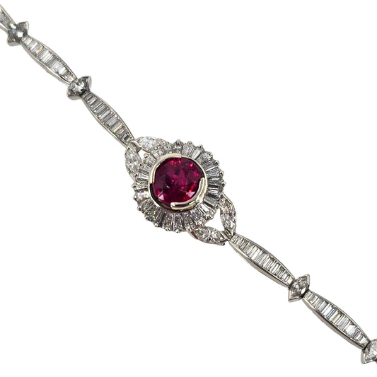 White Platinum Ruby and Diamond Bracelet