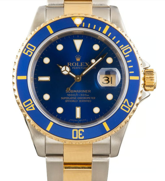 Two Tone Blue Dial Rolex Submariner Watch