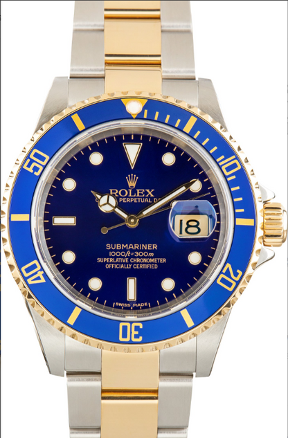 2005 Two Tone Blue Dial Rolex Submariner Watch Box and Papers