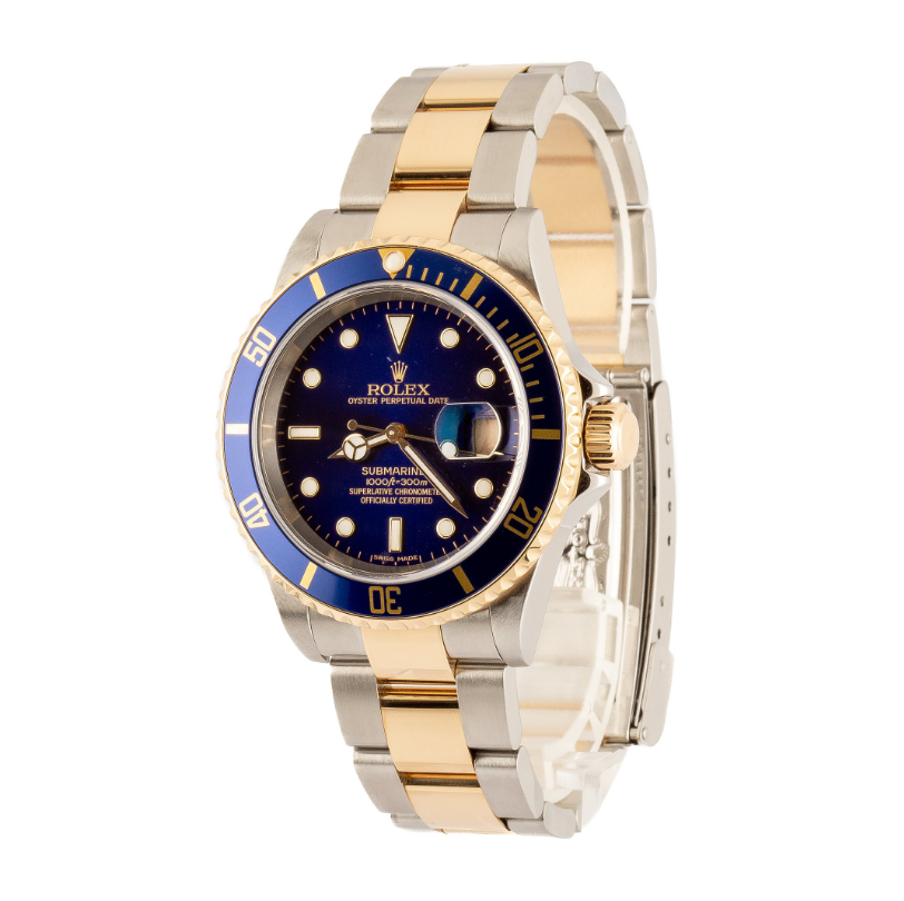 2005 Two Tone Blue Dial Rolex Submariner Watch Box and Papers