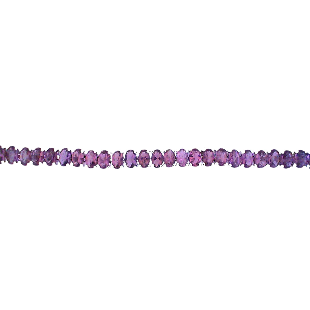 White Sterling Silver Amethyst Link Bracelet