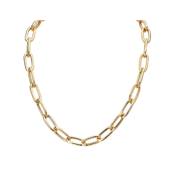 Yellow Gold over Sterling Silver Hollow Link Necklace