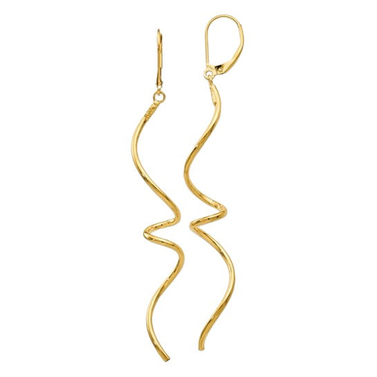 14 Karat Twisted Leverback Earrings