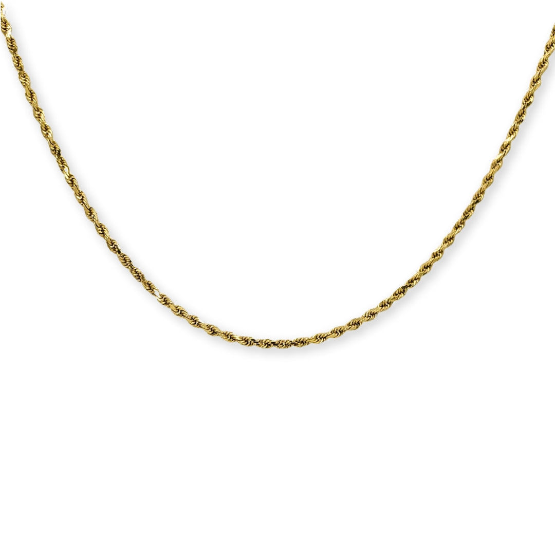 Yellow Gold Diamond Cut Rope Chain with Barrel Clasp